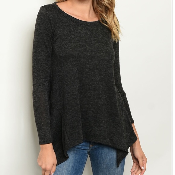 Black Handkerchief Hem Tunic Top - Picture 6 of 7